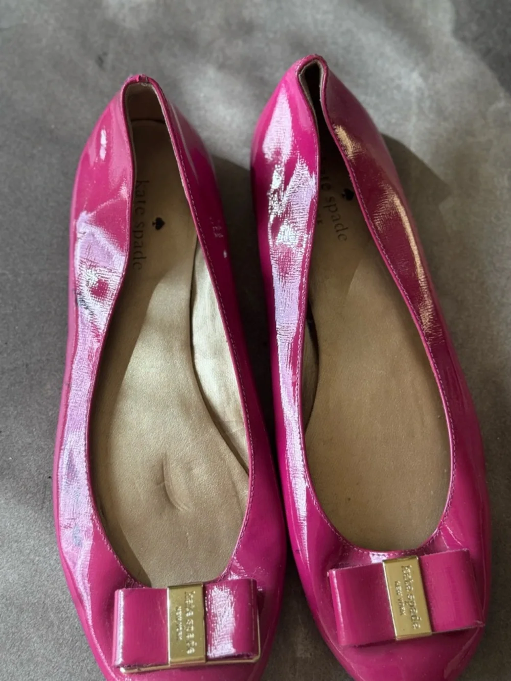 Kate Spade Patent Leather Bow Ballet Flats - Fuchsia - Picture 2 of 6